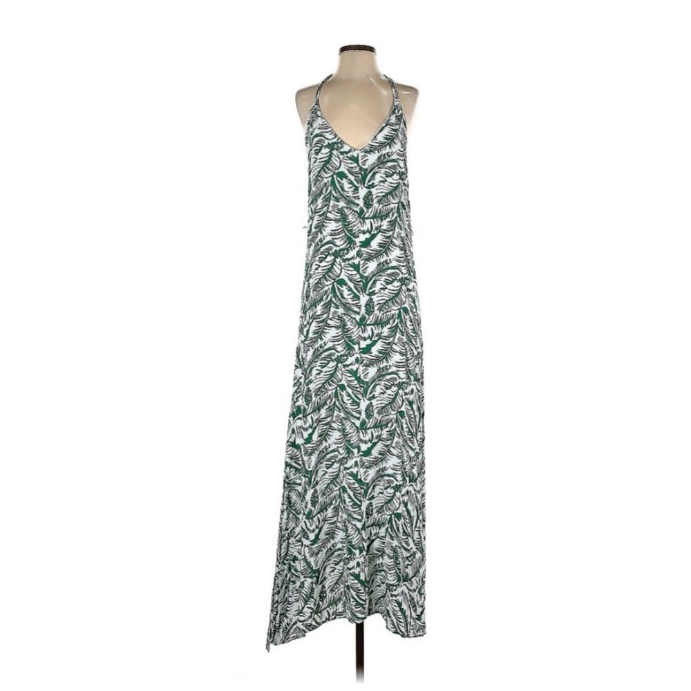 Harlyn Women's Size Small Casual Maxi Dress Green White Leaf Print